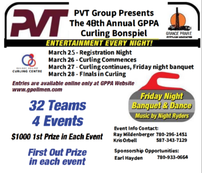 PVT Group presents the 48th Annual GPPA Curling Bonspiel poster